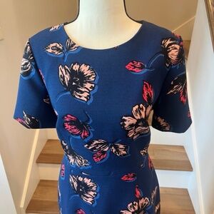 J Crew Blue Floral Dress, Size 4